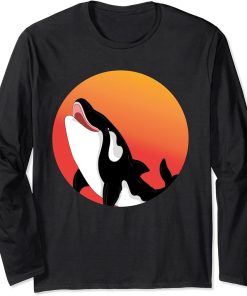 Aquarium Killer Whale Ocean Animal Lover Gift Sunset Orca Long Sleeve T-Shirt