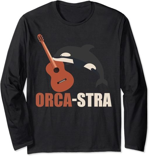 Whale Pun Joke Whales Orca-stra Cello Orca Long Sleeve T-Shirt