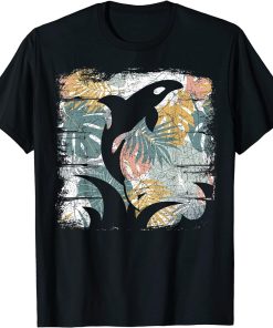 Tropical Nature Pattern Exotic Summer Vacation Whale Orca T-Shirt