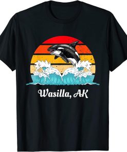 Vintage Wasilla AK Distressed Orca Killer Whale Art T-Shirt