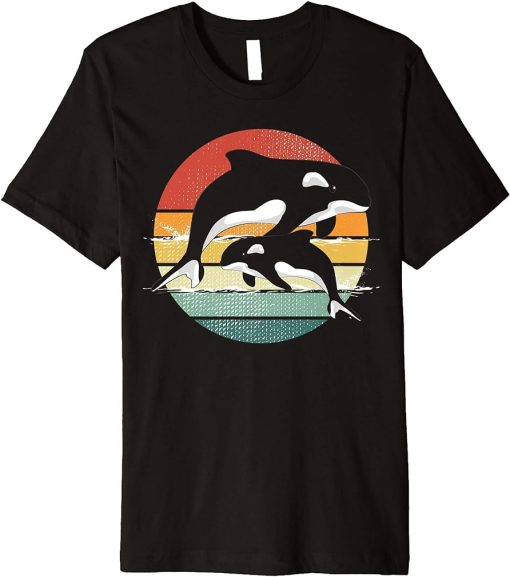 Sea Aquarist Ocean Animal Orca Lover Gift Retro Killer Whale Premium T-Shirt