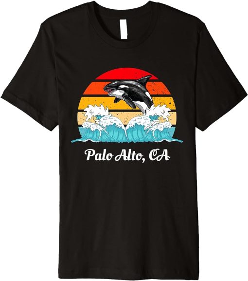 Vintage Palo Alto CA Distressed Orca Killer Whale Art Premium T-Shirt