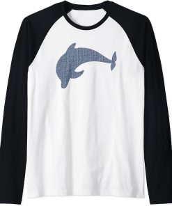 Dolphin Denim Jeans Summer Beluga Fish Orca Lover Girl Gift Raglan Baseball Tee