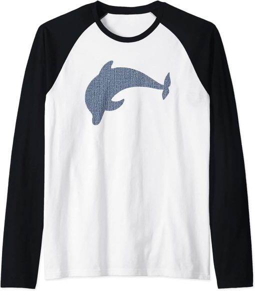 Dolphin Denim Jeans Summer Beluga Fish Orca Lover Girl Gift Raglan Baseball Tee